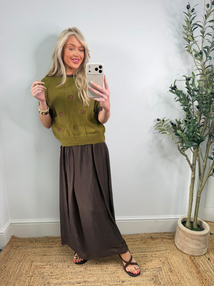 Aruba Silk Skirt - Chocolate