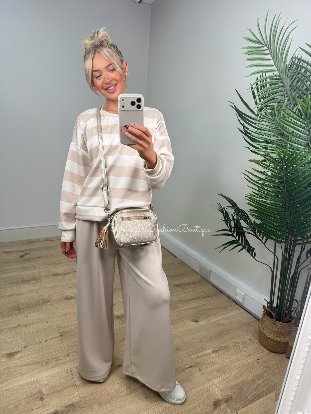 Maria Stripe Two Piece - Beige