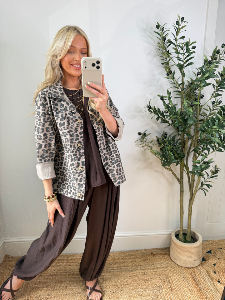 Lucie Leopard Magic Jacket - Mocha