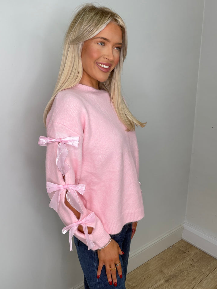 Kodie Bow Top - Baby Pink