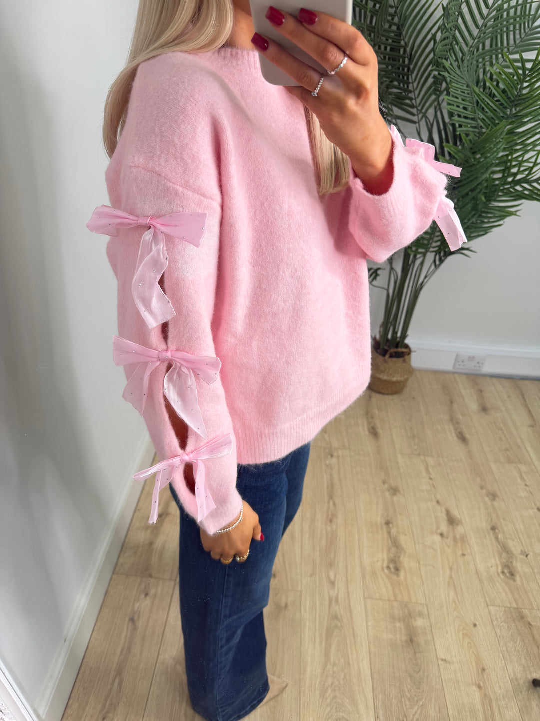 Kodie Bow Top - Baby Pink