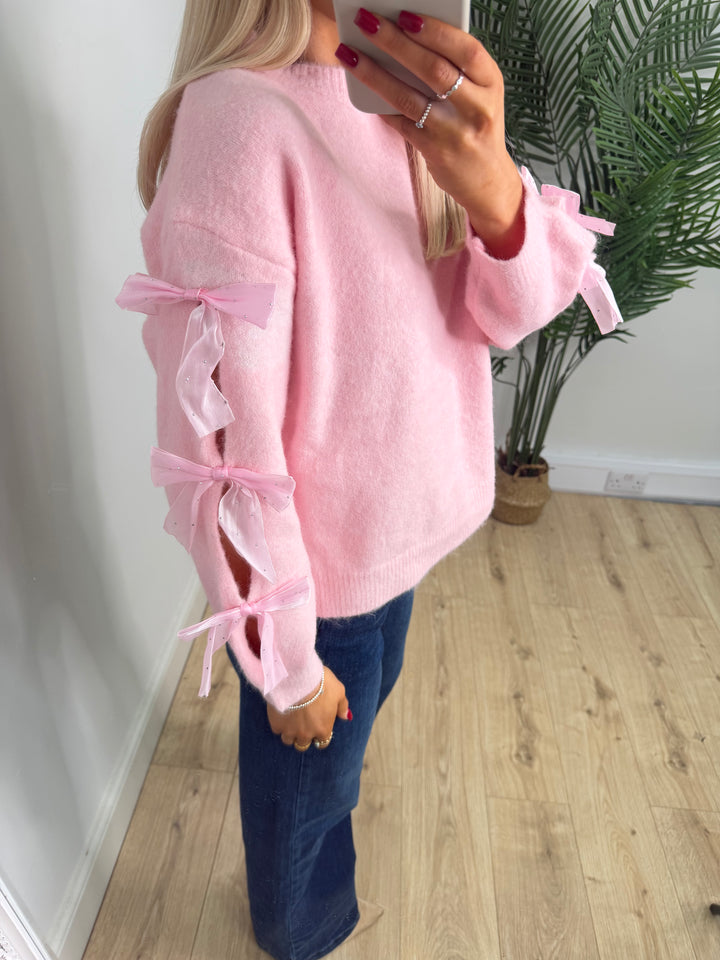 Kodie Bow Top - Baby Pink