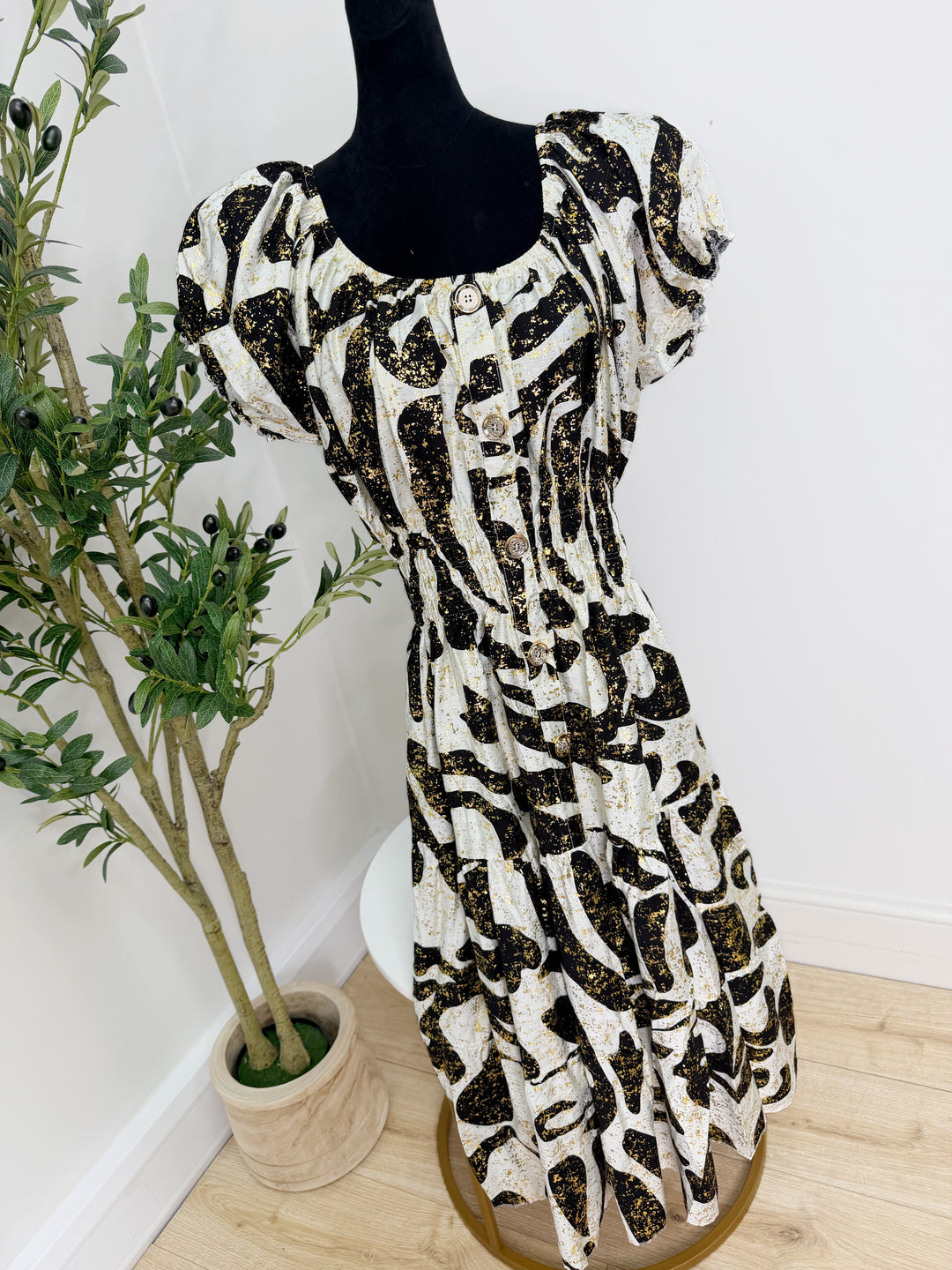 Printed Bardot Magic Dress - Midi