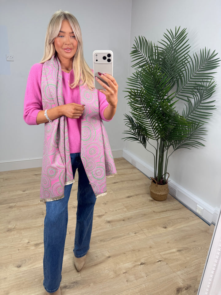 Swirl Scarf - Pink & Green