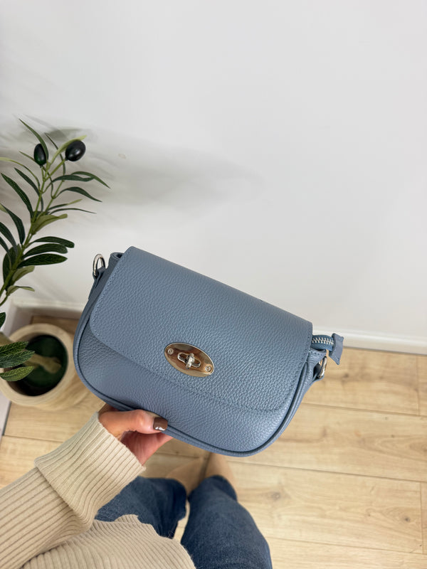 Classic Saddle Bag - Italian Real Leather Denim