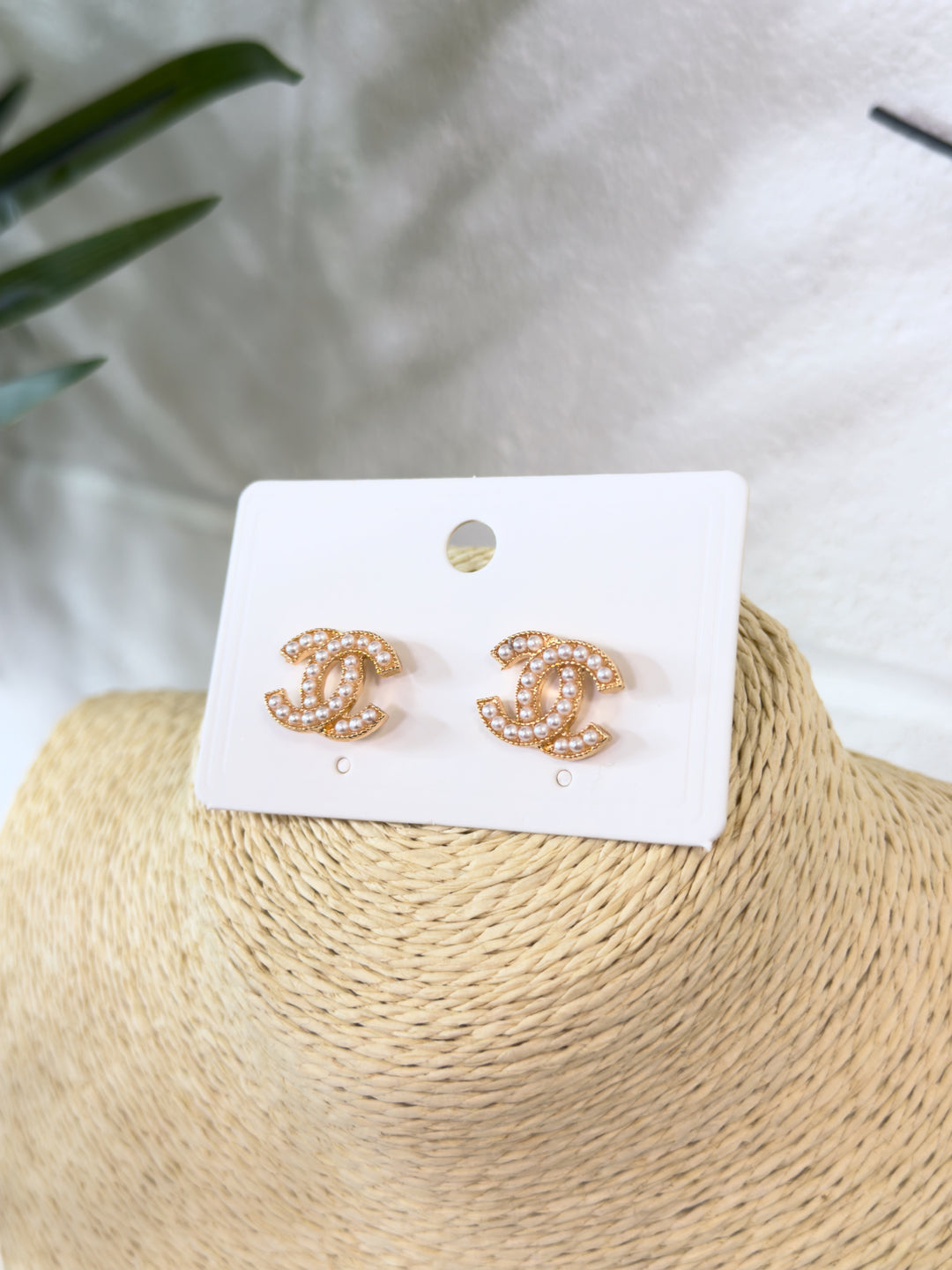 CC Earrings - Rose Gold Pearl