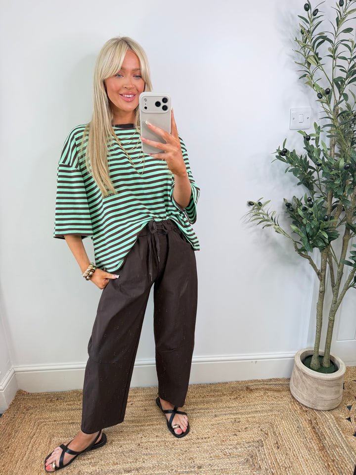 Vincent Stripe Tshirt - Mint & Choc