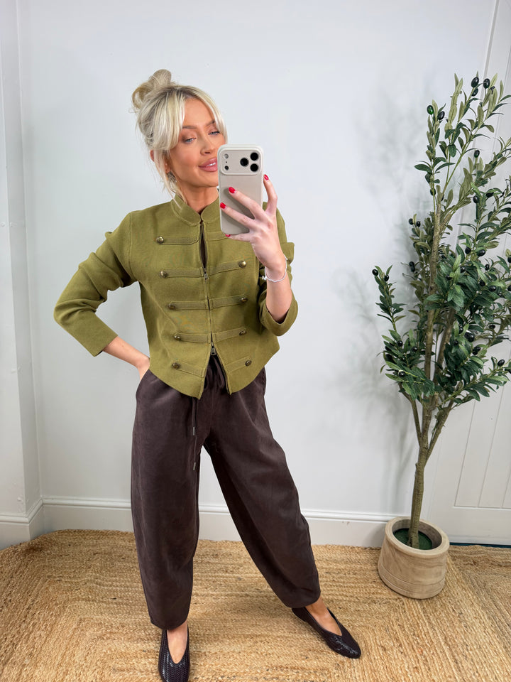 Bethany Military Knit Top - Lime