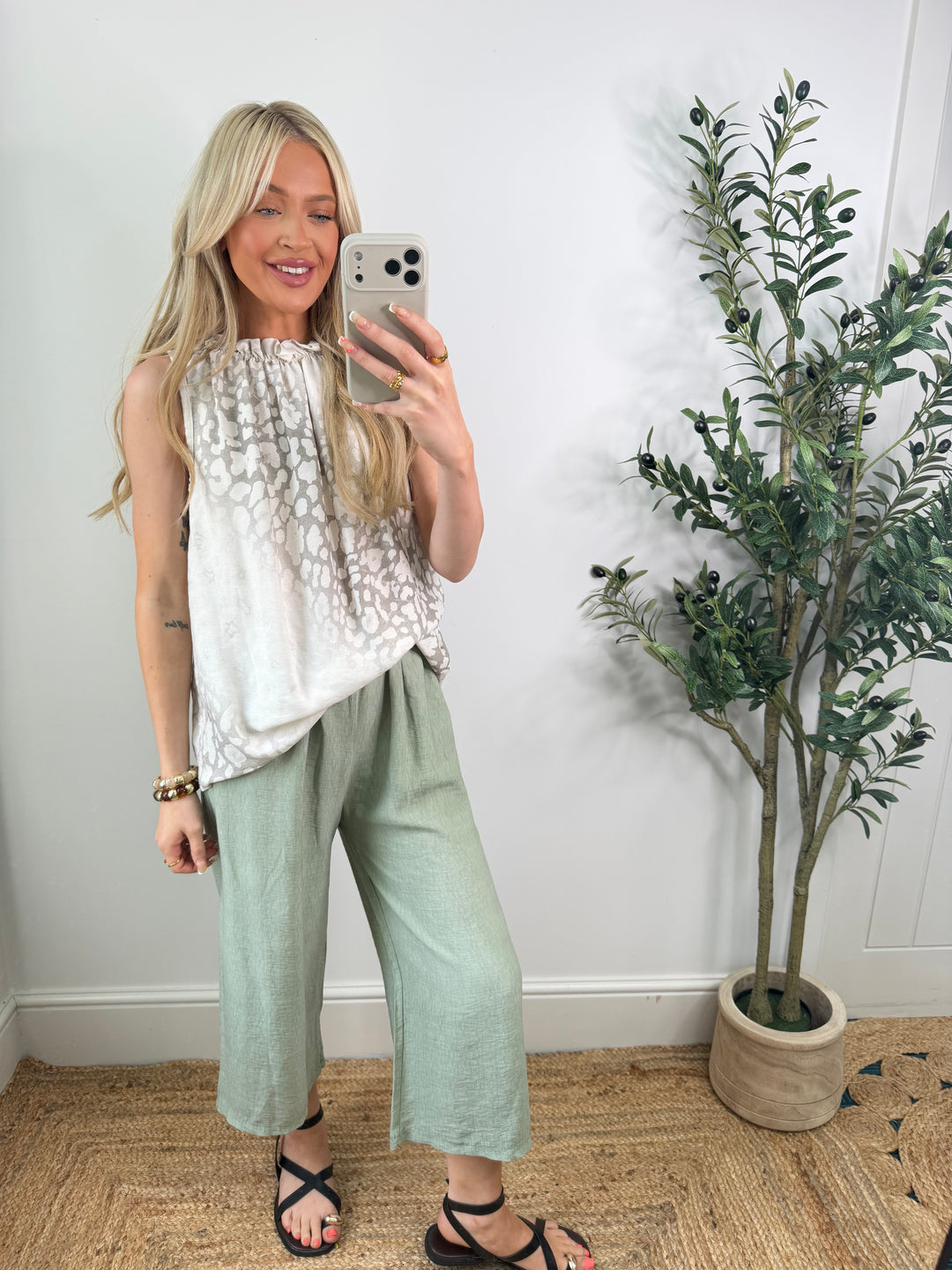 Lottie Leopard Top - Cream