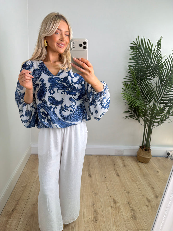 Greek Bubble Top - Blue