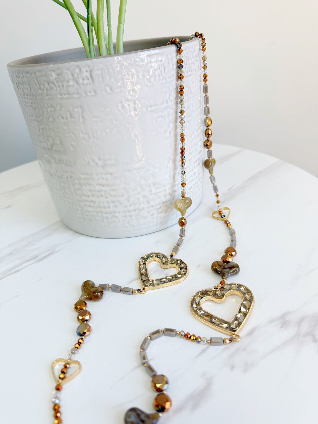 Heart Boho Necklace - Brown