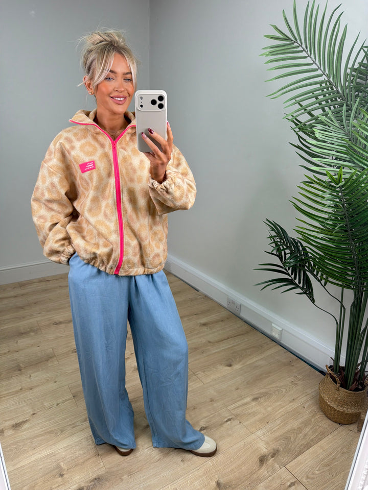 Arabella Leopard Jacket - Camel