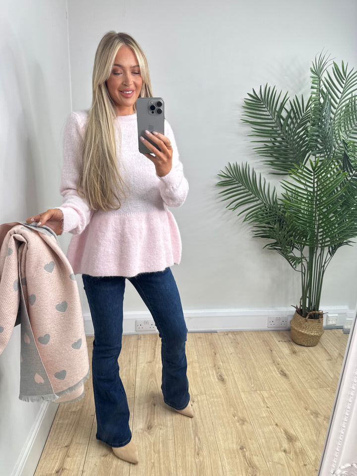 Bianca Peplum Knit - Baby Pink