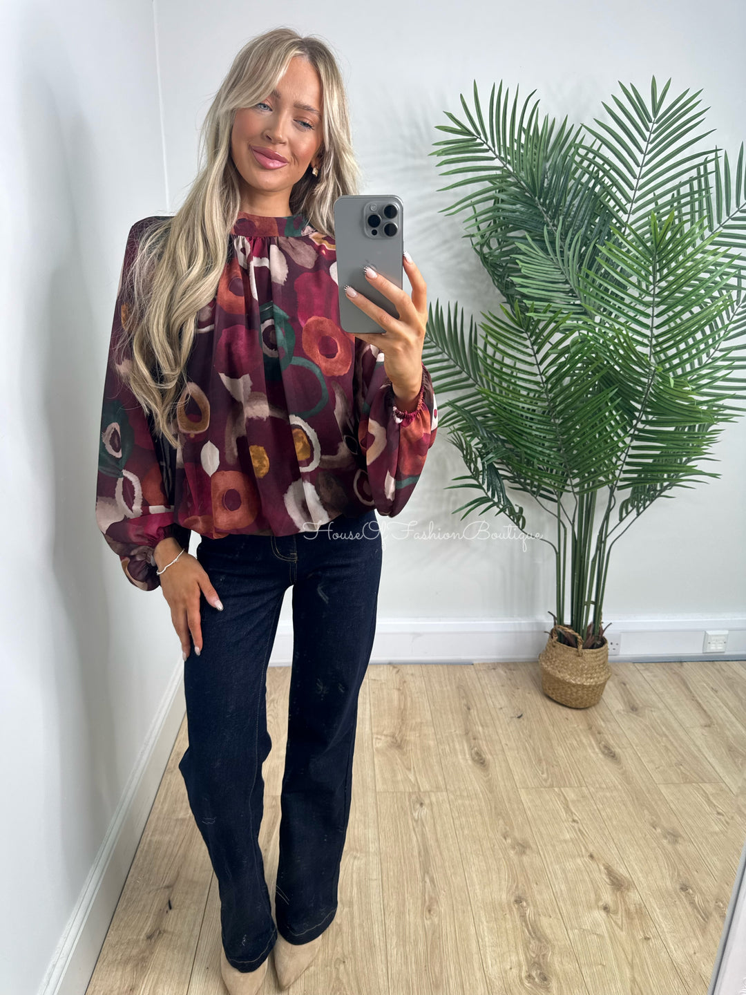 Lainey Bubble Hem Top - Burgundy