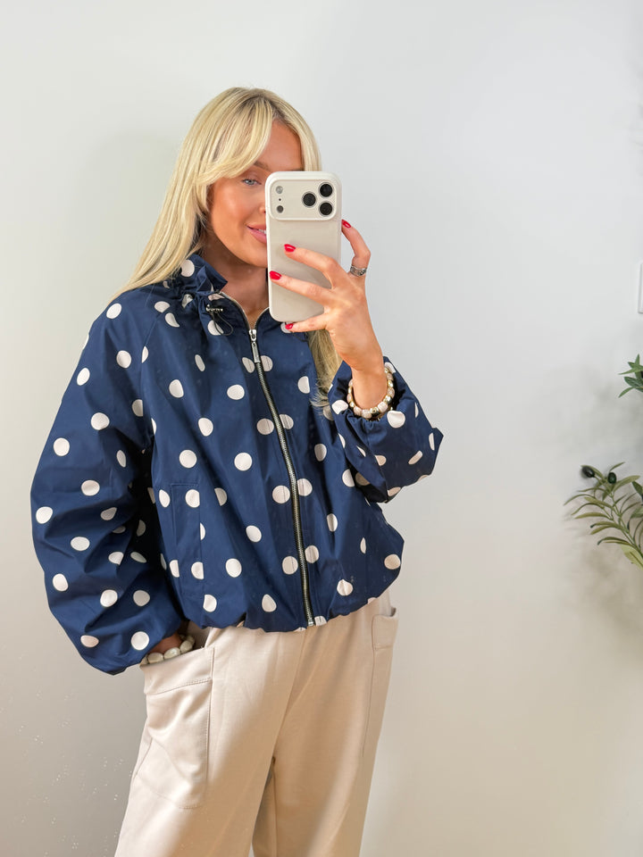 Polka Cavan Jacket - Navy & Cream