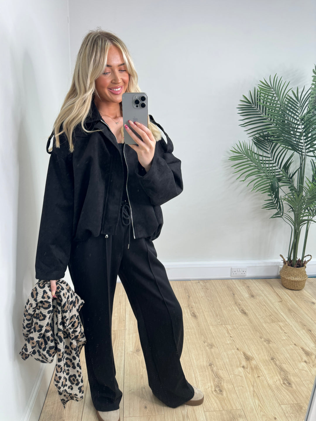 Brianna Suede Bomber - Black