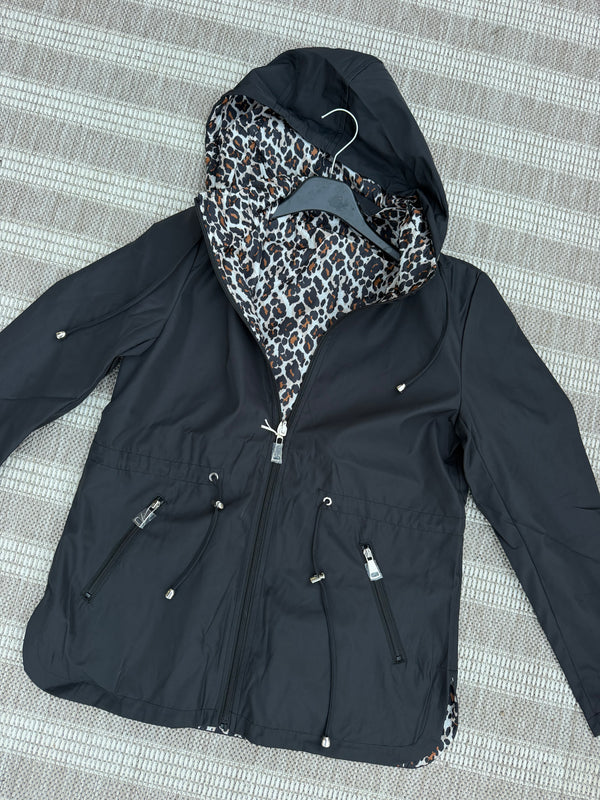 Reversible NEW Leopard Rain Mac - Black