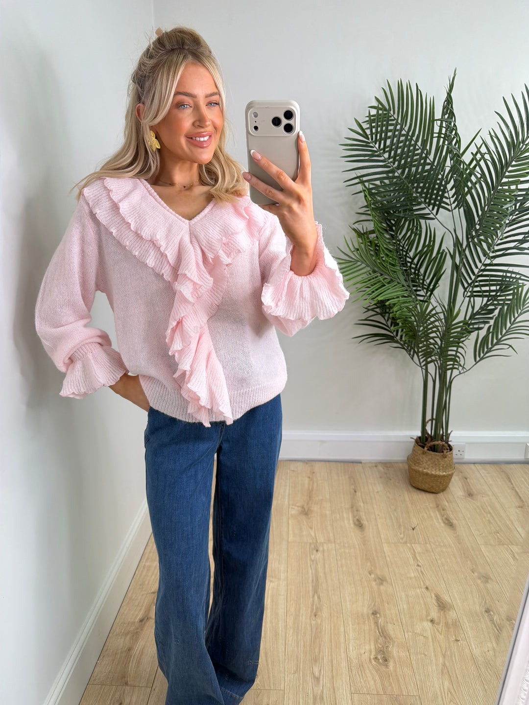 Adley Ruffle Knit - Baby Pink