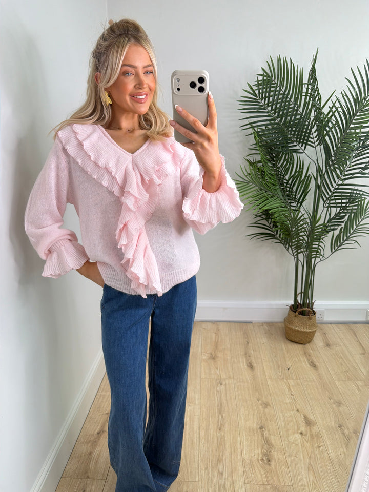 Adley Ruffle Knit - Baby Pink