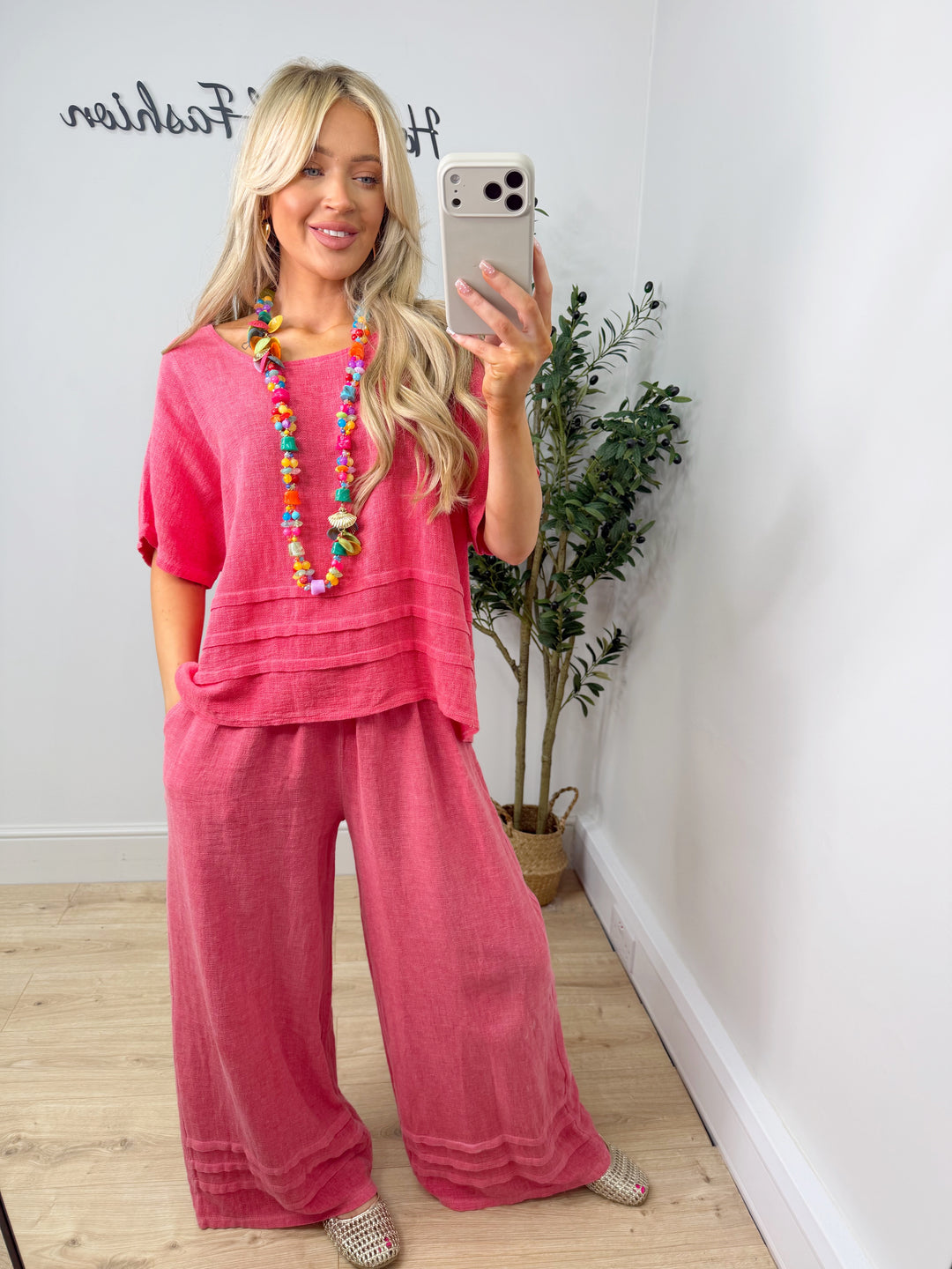Oslo Ribbed Top - Raspberry Red