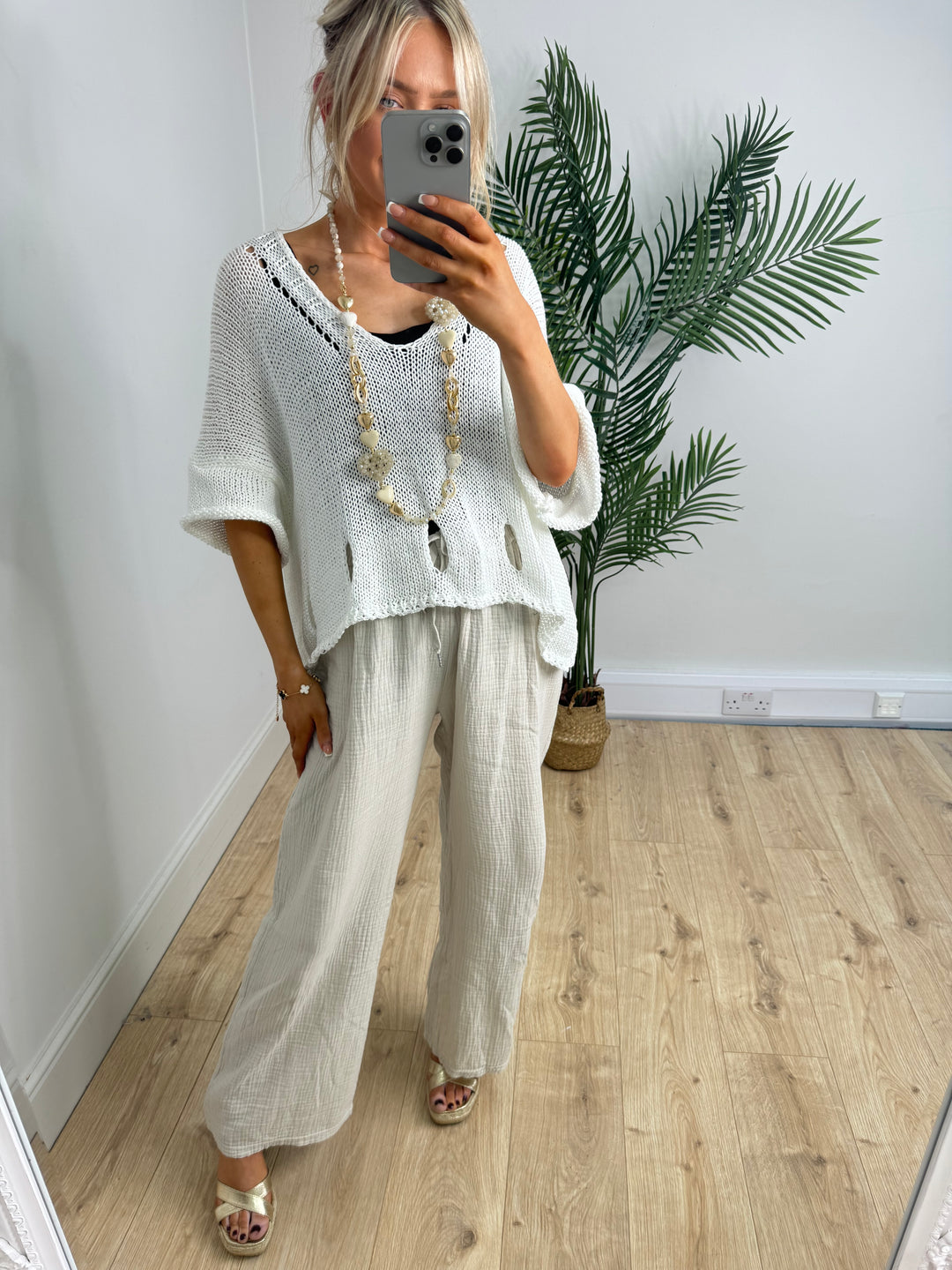 Erin Cheesecloth Trousers - Beige