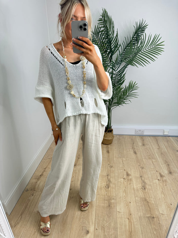 Erin Cheesecloth Trousers - Beige