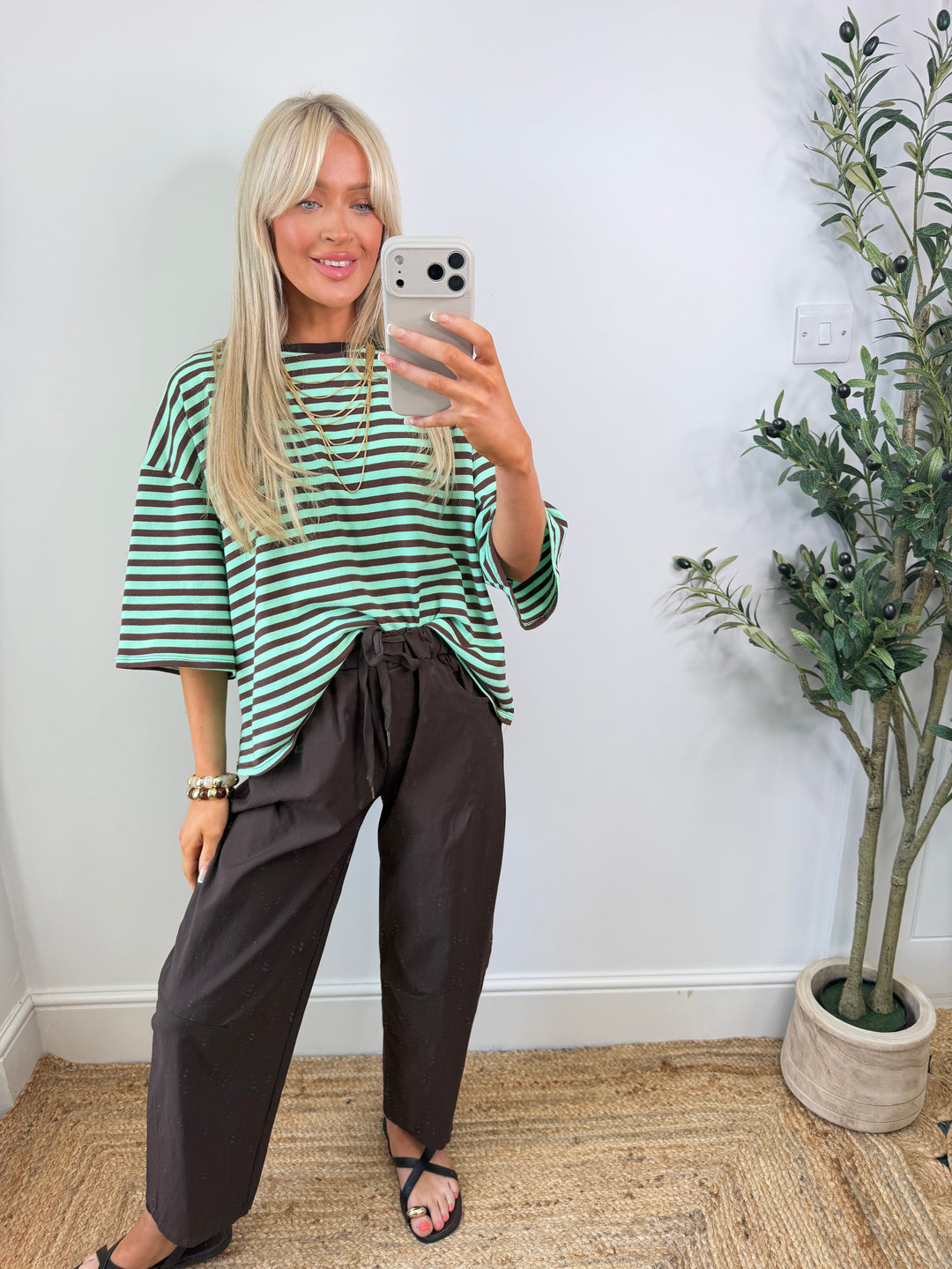 Vincent Stripe Tshirt - Mint & Choc