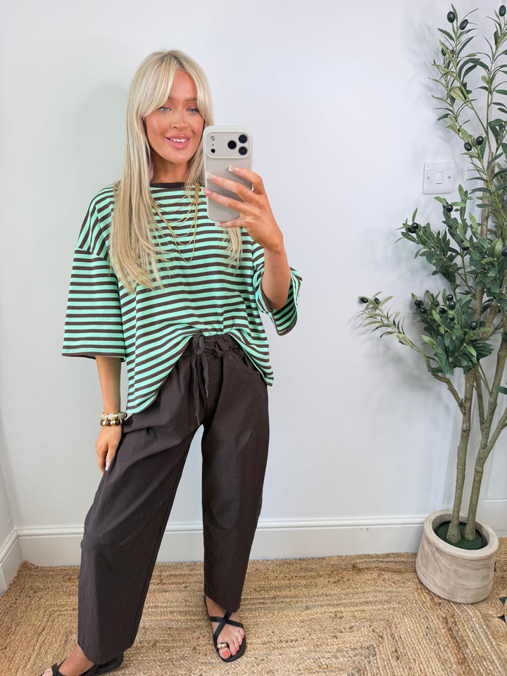 Vincent Stripe Tshirt - Mint & Choc