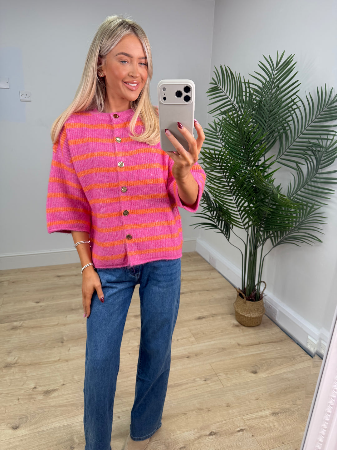 Isabella Cardigan - Pink & Orange