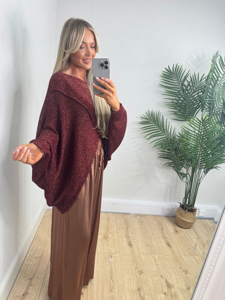 Lurex Cross Top -  Deep Red