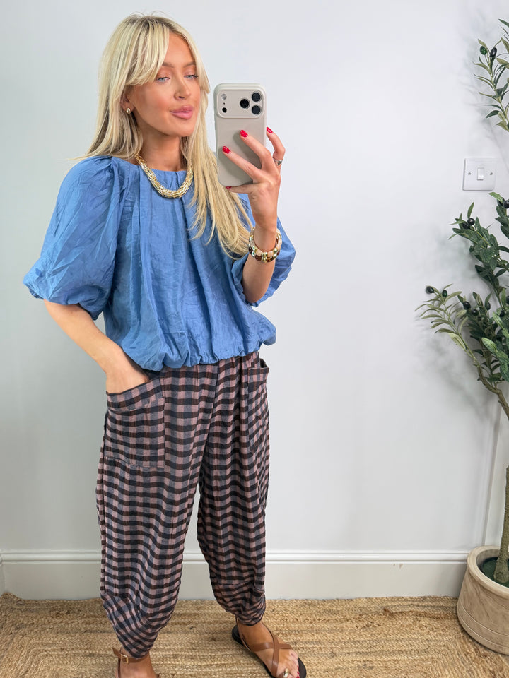 Tiffany Bubble Top - Denim Blue