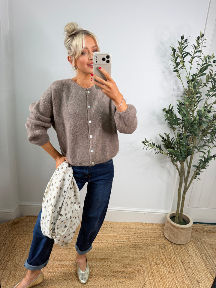 Kassia Cardigan -  Mocha Long Sleeve