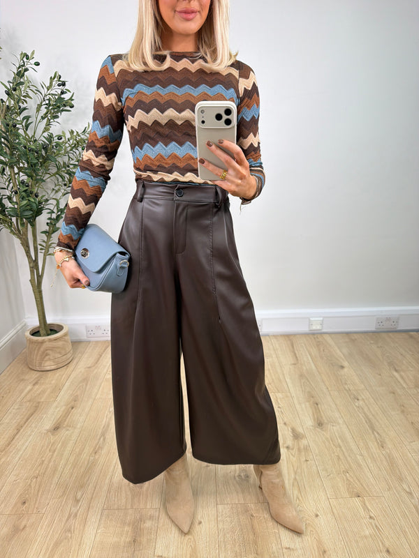 Lucille PU Culottes - Chocolate