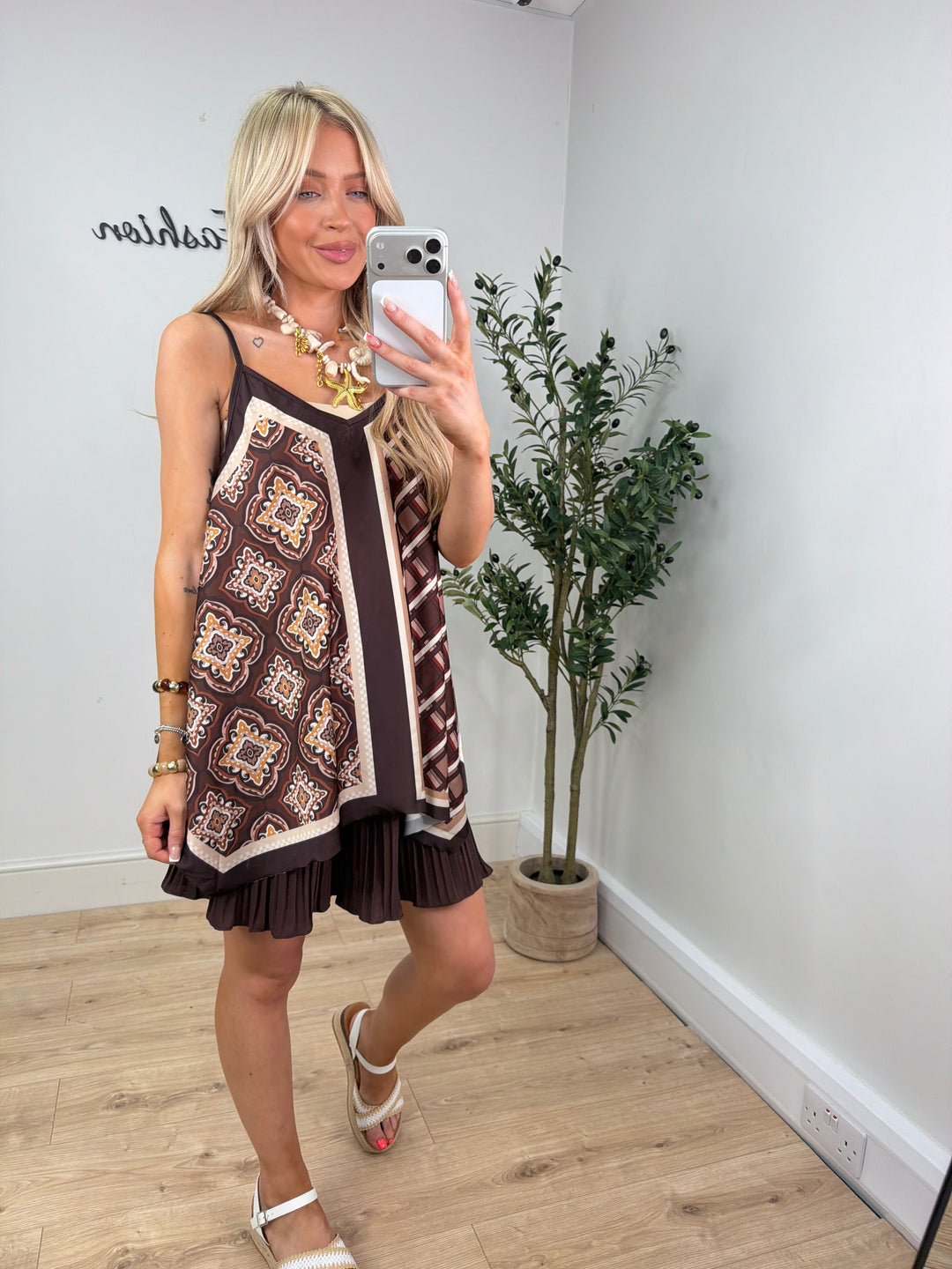 Julie Printed Cami - Chocolate