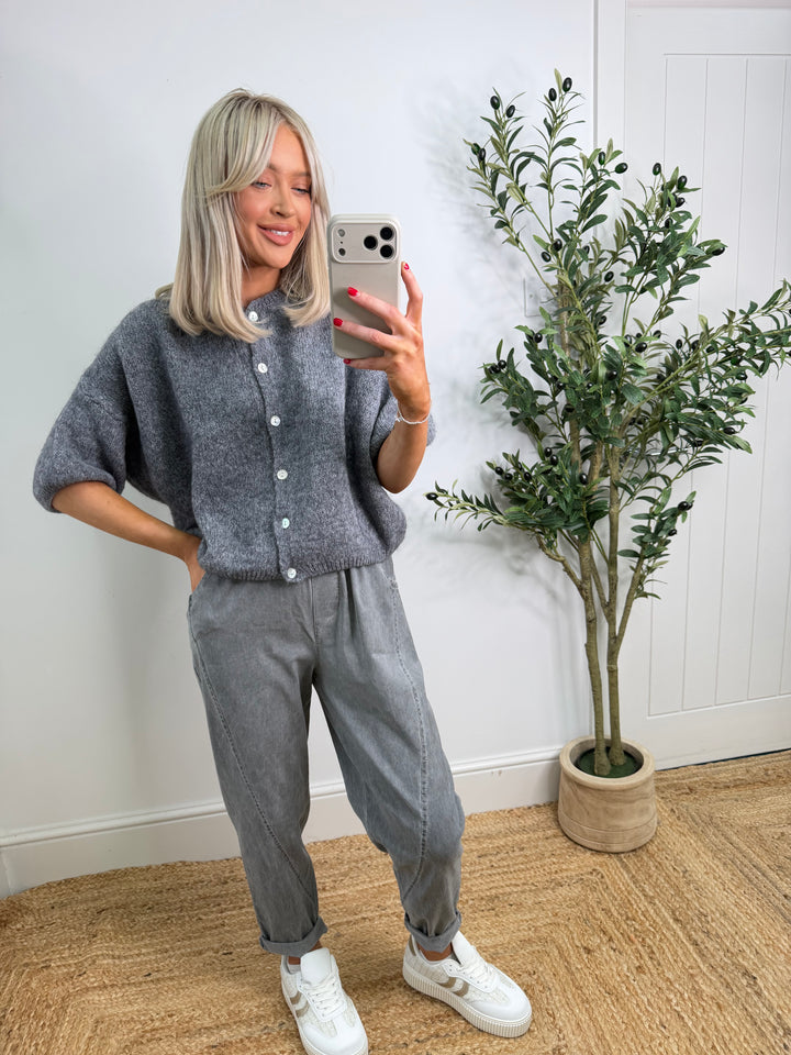 Kassia Cardigan - Grey Short Sleeve