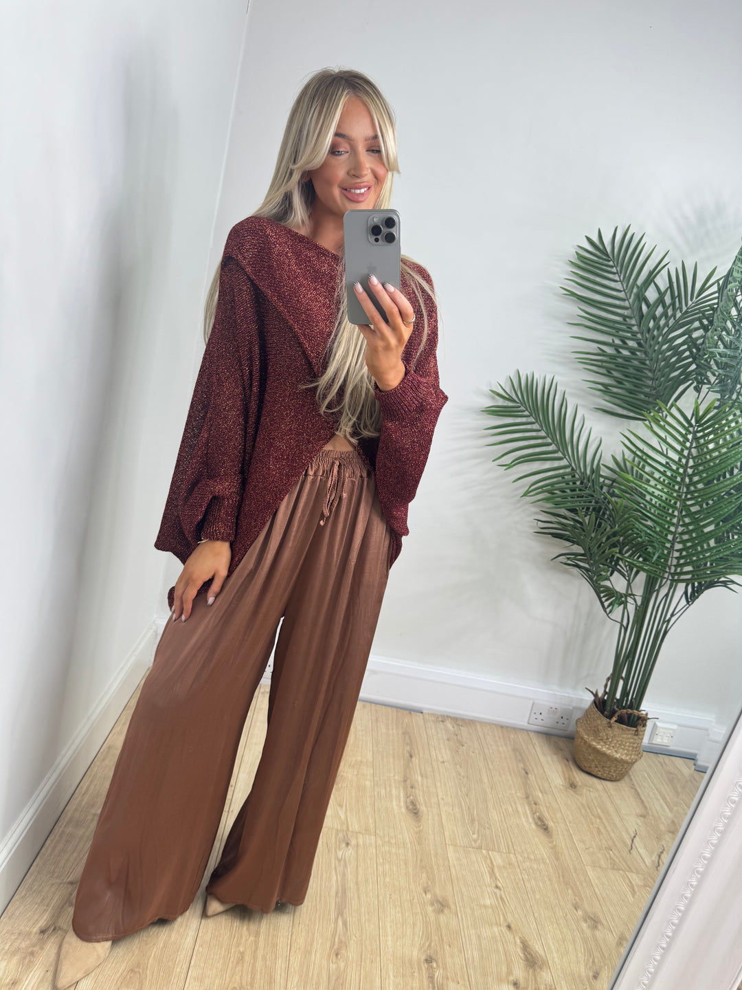 Lurex Cross Top -  Deep Red