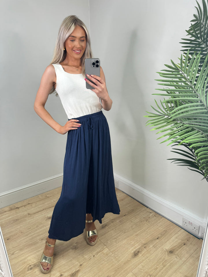 Sienna Wideleg Trousers - Navy