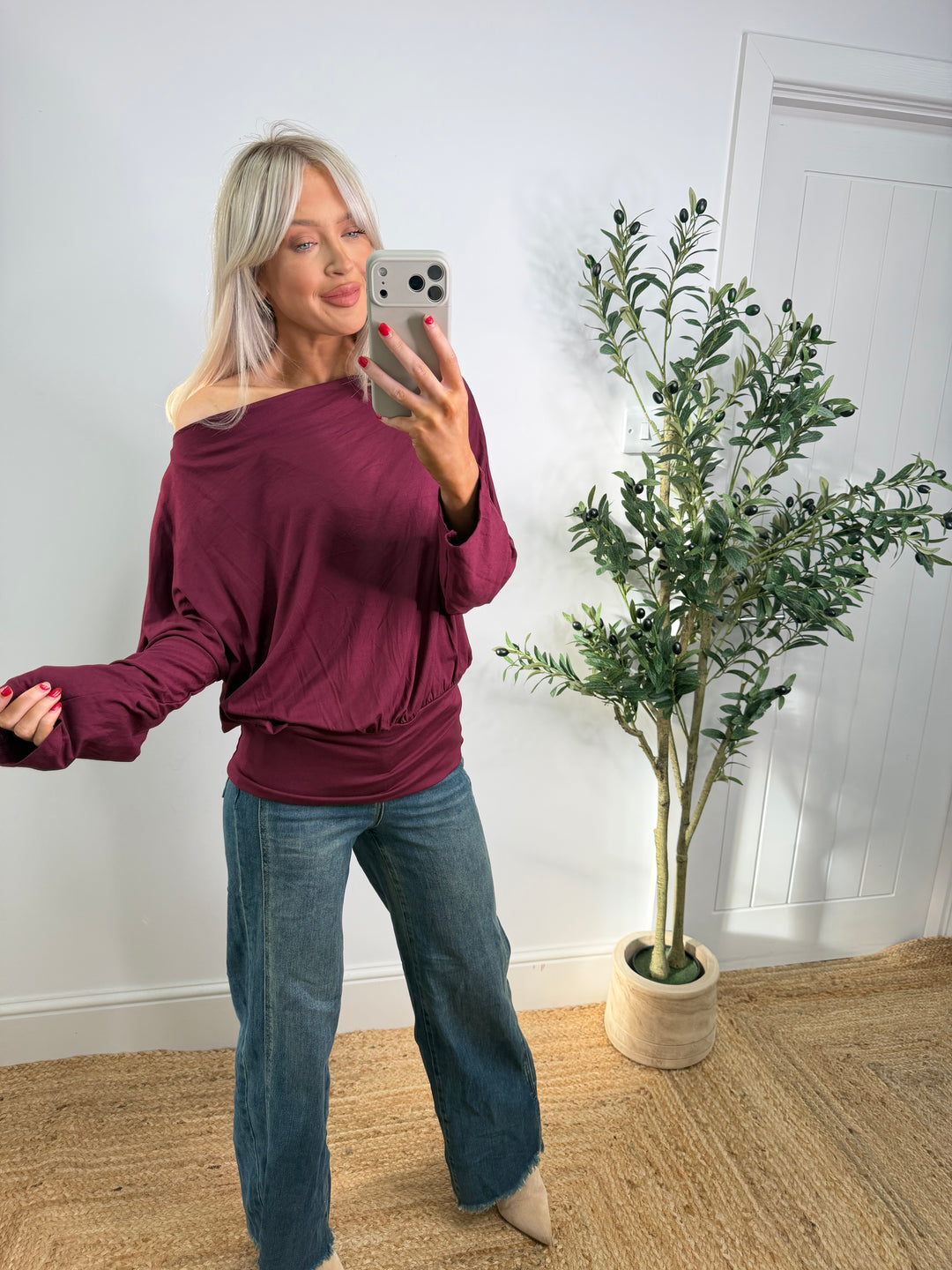 Everyday Slouch Top - Wine