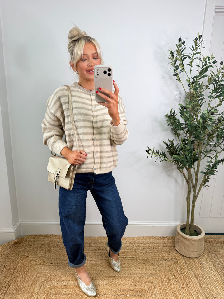 Kassia Cardigan -  Stripe Long Sleeve