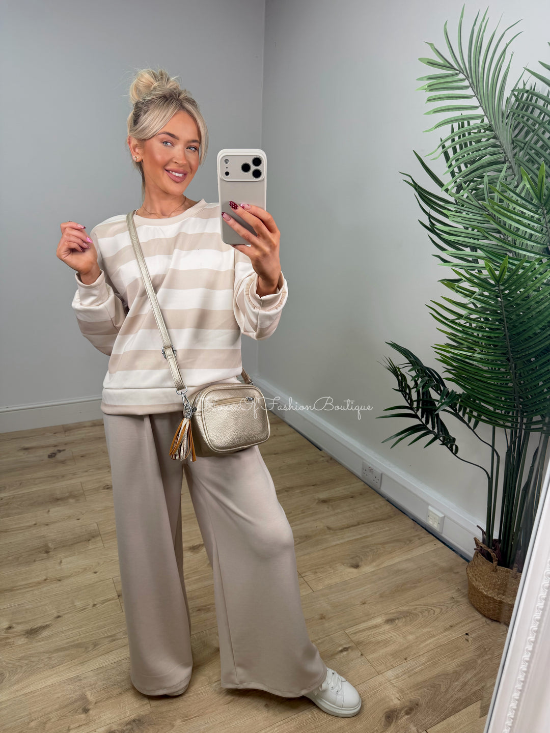 Maria Stripe Two Piece - Beige