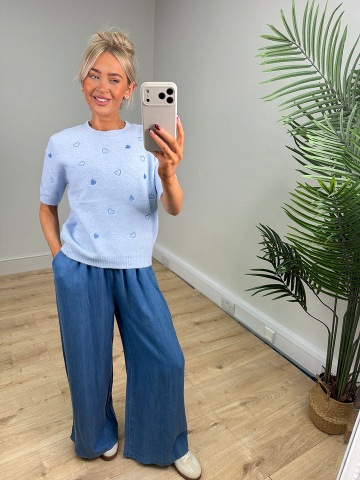 Sienna Heart Knit - Baby Blue
