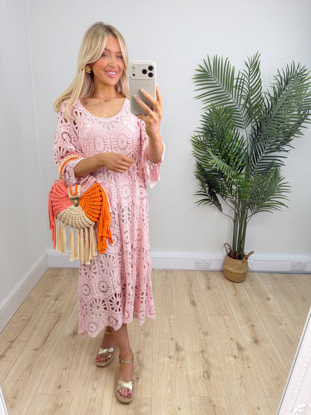 Ruby Crochet Dress - Pink