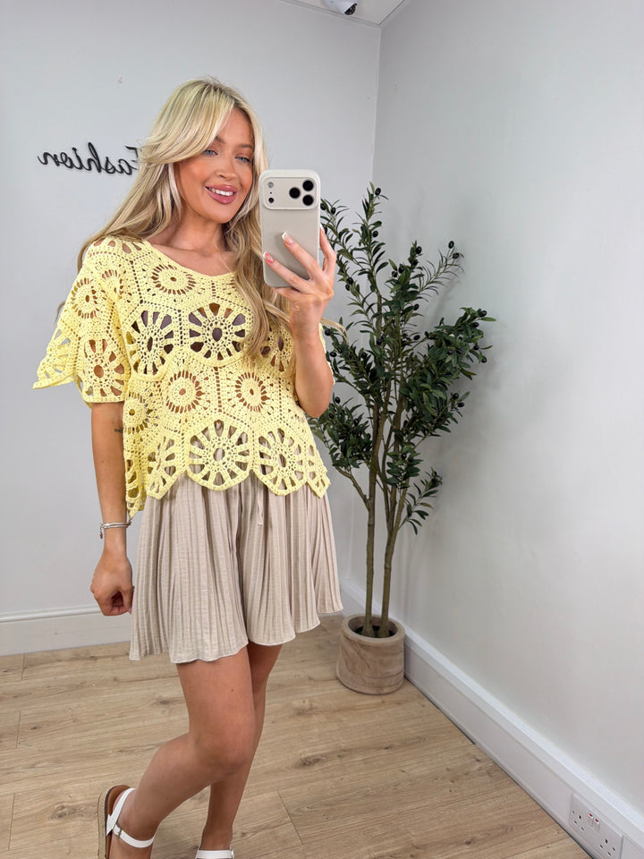 Louisa Crochet Top - Lemon