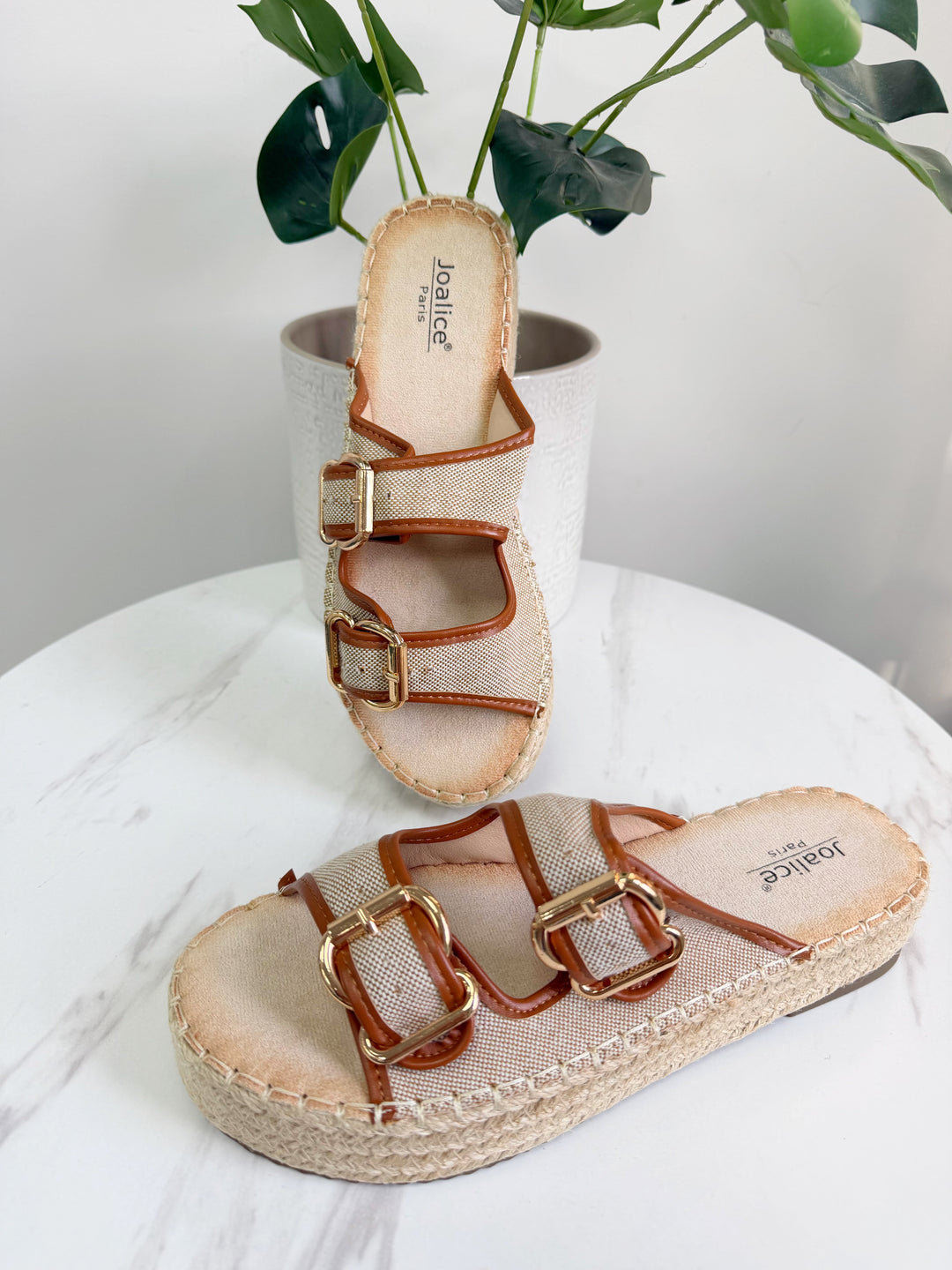 Buckle Sandals - Tan
