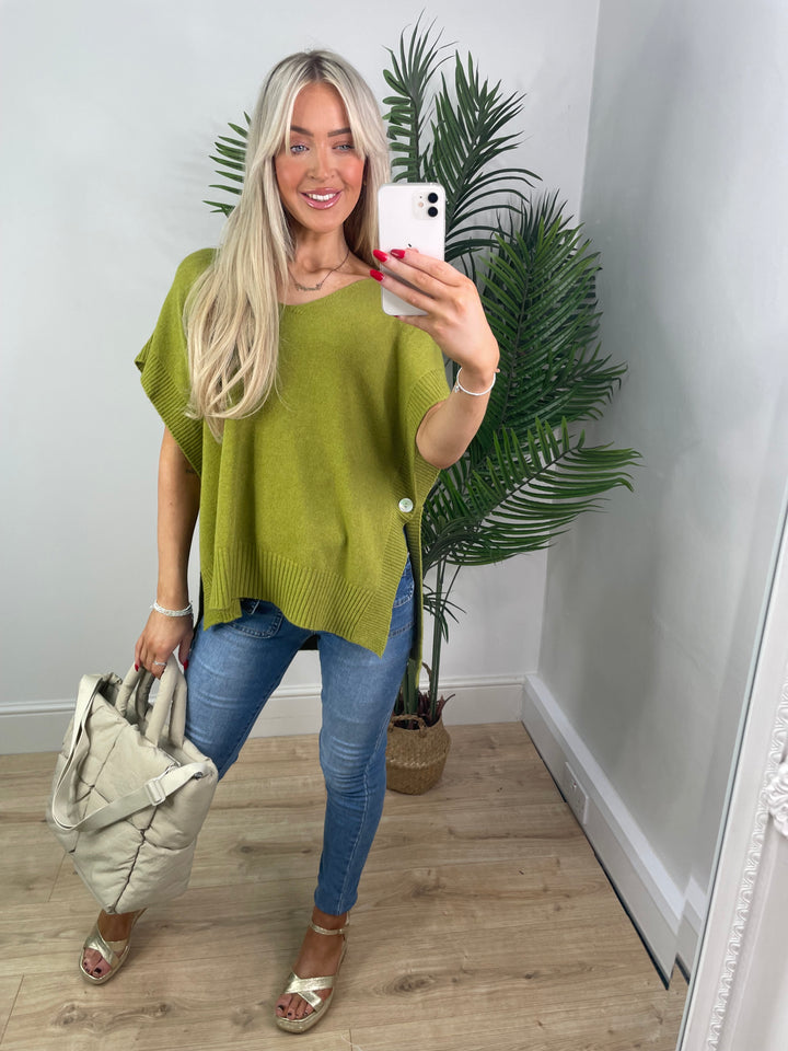 Pollie Knit Top - Lime Green