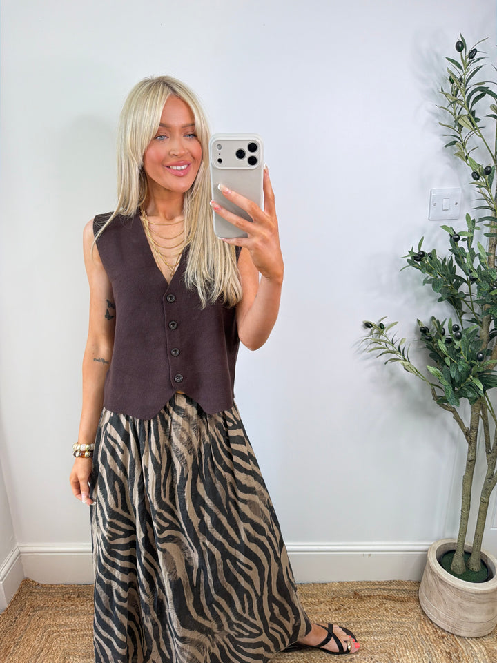 Knitted WaistCoat - Chocolate