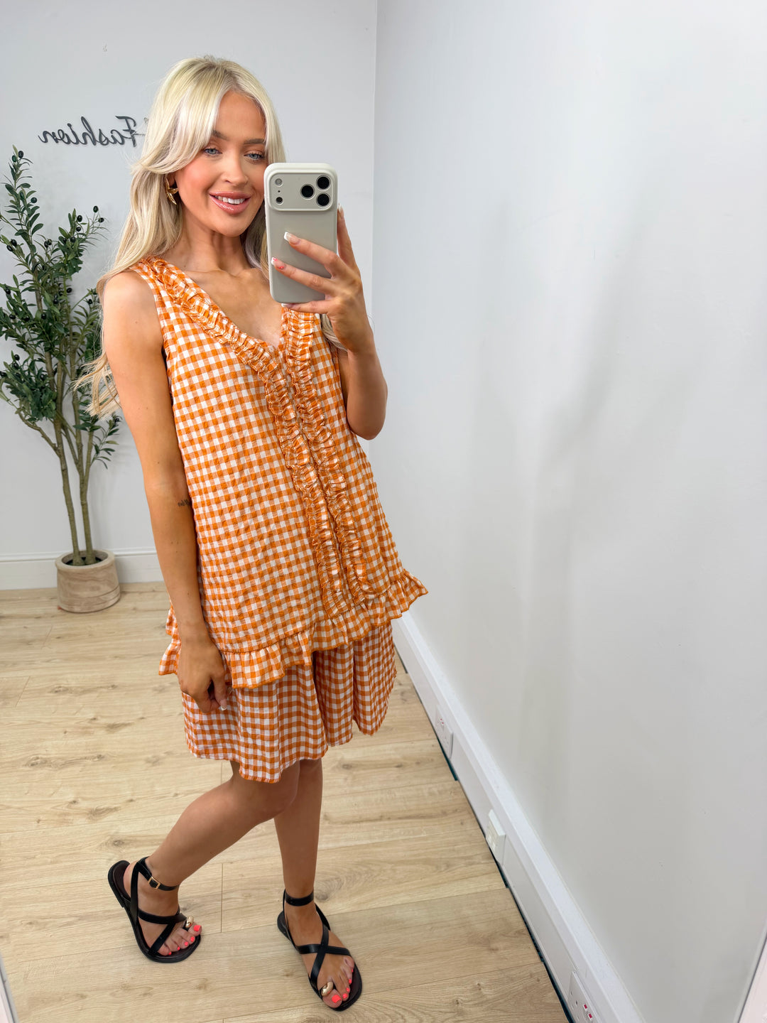 Morocco Gingham Top - Orange