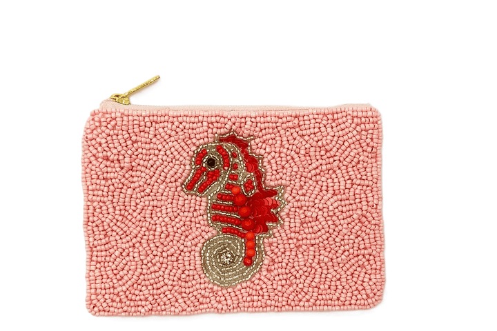 Ladies Fully Beaded Seahorse Themed Coin Purse