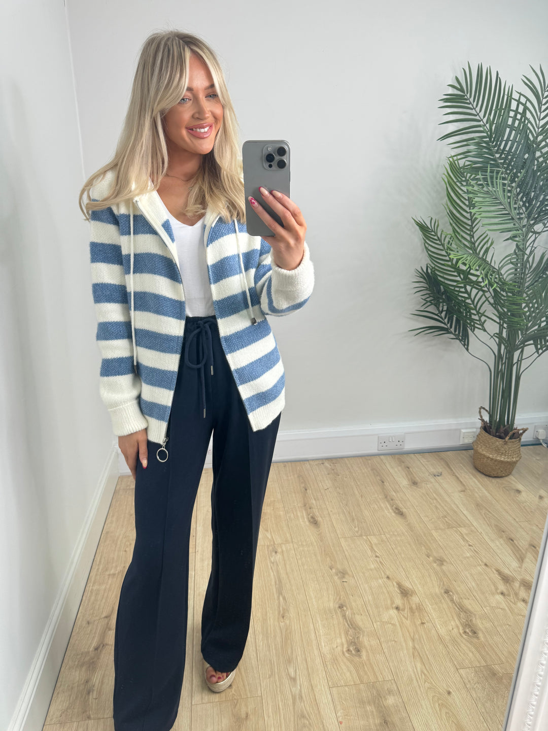 Sophia Zip Hoodie - Stripe