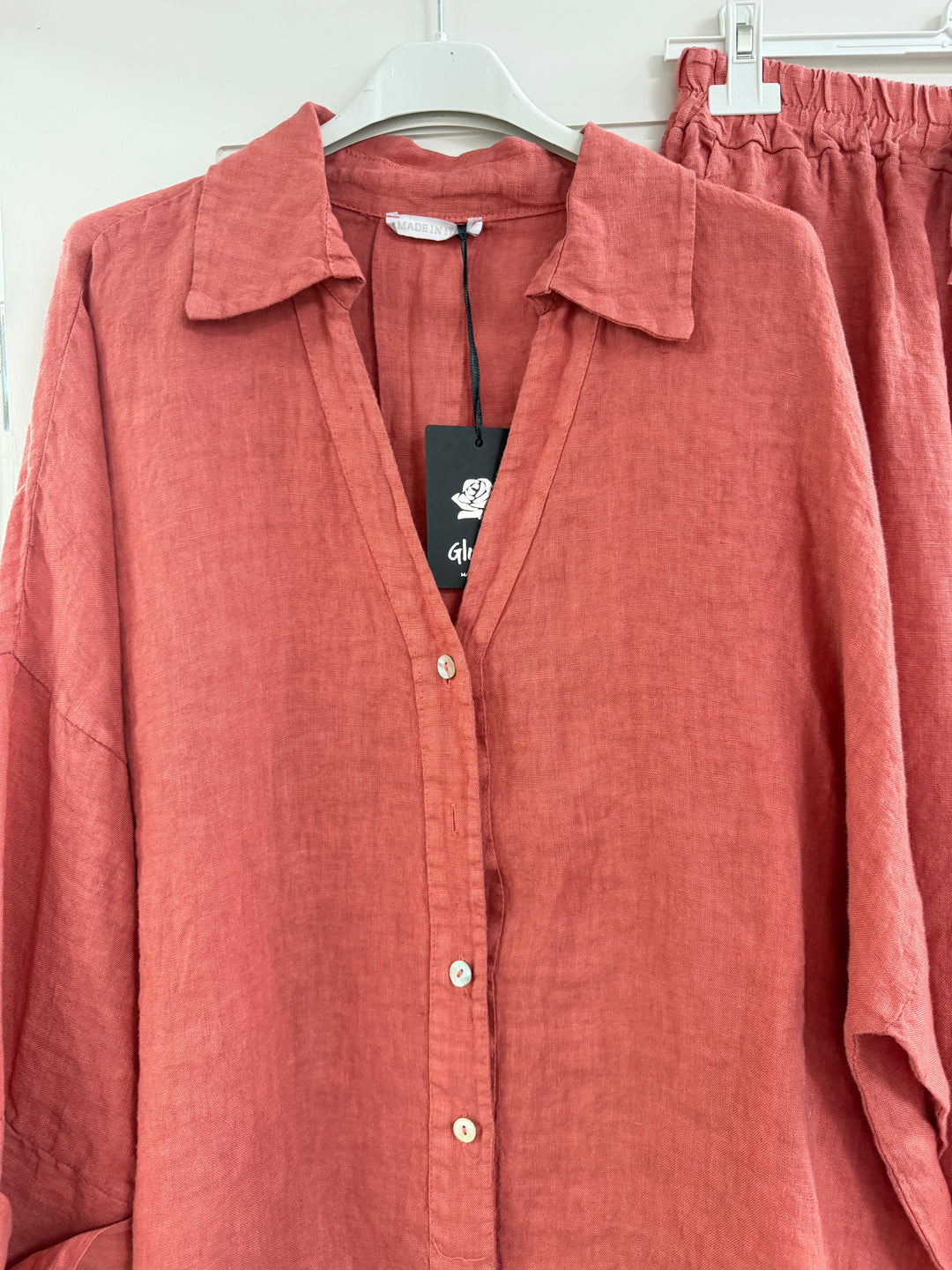 Linen Shirt & Trousers - Brick